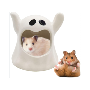 Hámster de cerámica Hide Momihoom Hideout Animal pequeño escondite Casa de cerámica para mascotas Forma adorable Cueva Mini Hut Cage Critter - Product Image 1