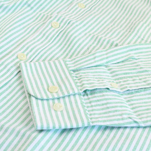 Nouveau design hommes manches longues vertical vert menthe blanc chemise décontractée rayée - Product Image 5