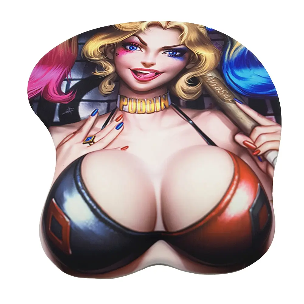 Customized sexy girl design transparent 3d boobs mouse pad wrist rest