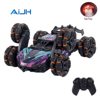 AiJH Coche de Acrobacias RC de 2.4 GHz con Luz y Spray, Camioneta Todoterreno 4WD con Control Remoto, Coches RC de Escalada de 6 Ruedas