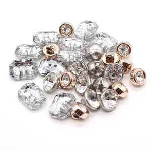 Botón de cristal de diamantes de imitación personalizado, accesorios de ropa, botón redondo de resina de cristal para vestidos