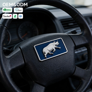 <span class=keywords><strong>Logo</strong></span> de volant de voiture en alliage de zinc moulé sous pression, fond bleu, emblème de voiture bleu - Product Image 1