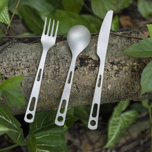 Juego de Cubiertos de Titanio de Alta Calidad, 3 Piezas, Cuchillo, Tenedor y Cuchara, Resistente a Rayones/Corrosión/Calor, Diseño Moderno y Minimalista, para Camping - Product Image 5