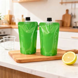 Bolsa de boquilla en stock, papel de aluminio grueso de 4 capas, embalaje de bebidas líquidas para bolsa de bebida de barrera, Cara de grado alimenticio de plata blanca - Product Image 1