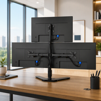 Support triple moniteur Sim Racing pour écrans de 15 à 27 pouces, 10 kg, VESA 100x100, 360° °   Rotation -80 ° ~+90 °   Base de bureau inclinable, 811 mm