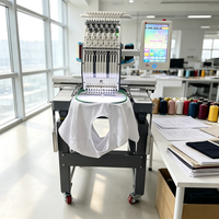 Machine à broder professionnelle à tête unique, informatisée, multi-aiguilles pour vêtements, casquettes et travaux de logo