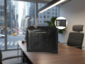 Portafoglio da uomo con cerniera a due pieghe in vera pelle da 7 pollici, stile minimalista per uso quotidiano - Product Image 2