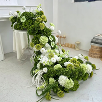 M-FR70 Fleurs artificielles vertes bordeaux naturelles, centre de table blanc pour allée, chemin de table rose, fournitures de décoration de mariage