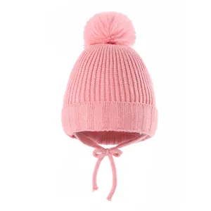 2023 mới dễ thương dệt kim Pompom bé hat găng tay cap dày ấm cô gái/cậu bé hat găng tay Beanie mùa đông tai ấm trẻ em hat bé nắp ca-pô muts - Product Image 4