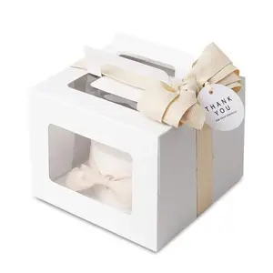 High quality wholesale custom logo wedding cake box with window in bulk, cup cake packaging