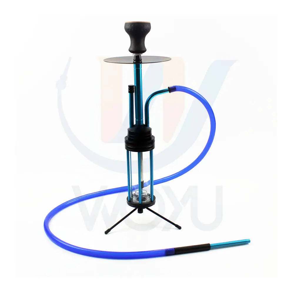 Guangzhou woyu single hose smoking accessories sheesha narguile 3 feet stand aluminum shisha led light hookah