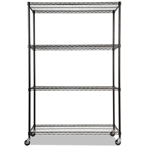 Roues de rayonnage en fil d'acier de qualité commerciale à 4 niveaux, support en métal noir robuste pour ustensiles de - Product Image 3