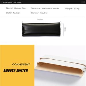 Étui à lunettes de soleil en cuir PU, sac de rangement rectangulaire noir et blanc, Portable pour la Protection des lunettes - Product Image 3