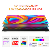 Moniteur portable 16 pouces 2.5K QHD IPS ultra-plat double écran avec haut-parleur intégré pour ordinateur portable, Macbook, téléphone, écran externe C