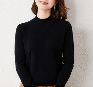 <span class=keywords><strong>Pull</strong></span> col roulé décontracté basique pour <span class=keywords><strong>femme</strong></span>, en maille fine respirante polyester/<span class=keywords><strong>coton</strong></span>, coupe ample, grande taille, pour l'hiver - Product Image 3