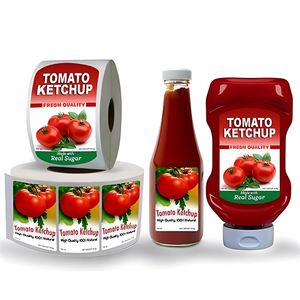 Etiqueta Autoadhesiva Rectangular de Papel para Salsa de Tomate, Impresión Offset Impermeable, Embalaje de Alimentos - Product Image 1