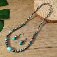 Bijoux en perles de Navajo en gros pour elle, accessoires de mode occidentaux, collier en perles de Navajo turquoise, ensemble de bijoux avec boucles d'oreilles