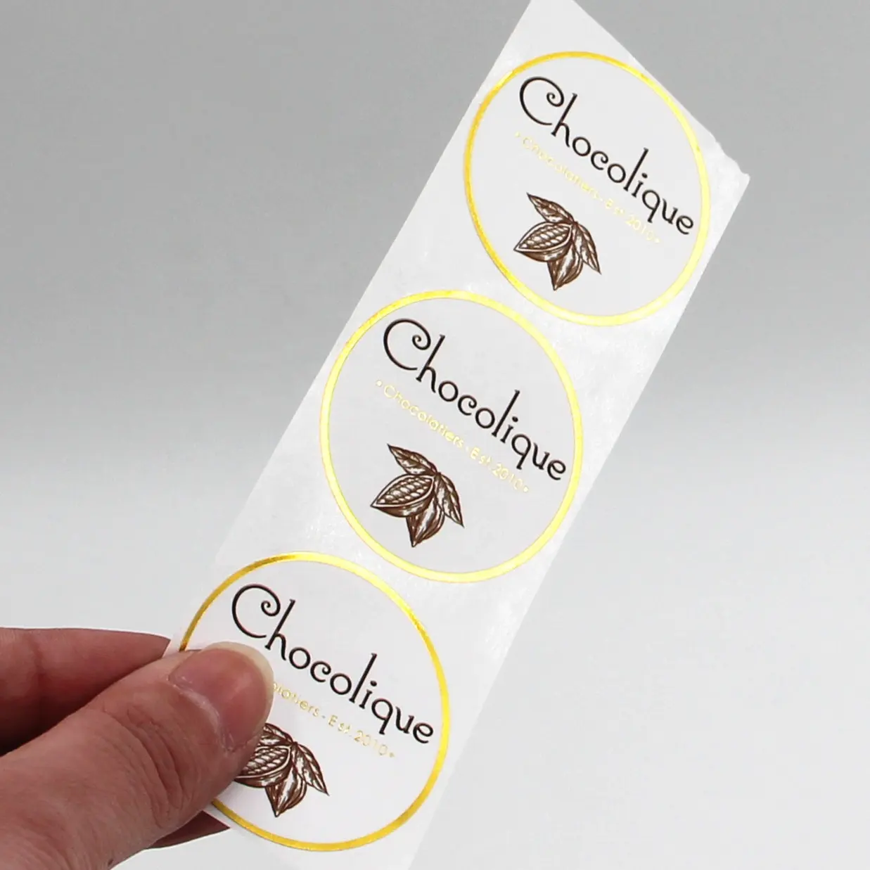 Personalize o tamanho 2 polegadas 3 polegadas Round Label Sticker Adesivos impermeáveis Gold Foil Stamping Logo Stickers Matt Packaging Labels