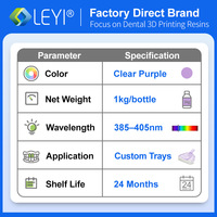 Résine pour plateau dentaire LEYI 1 kg/bouteille 100 % pure pour imprimante 3D LCD DLP Transparent Violet
