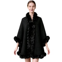 Châle en fausse fourrure pour femme, châle d'hiver haut de gamme, nouvelle arrivée, châle en fausse fourrure de lapin noir, écharpe en polyester