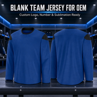 Seragam Hoki Es Tim Dewasa Custom LOGO OEM ODM Grosir, Jersey Latihan Hoki Es Polyester dengan Cetak Heat-Transfer