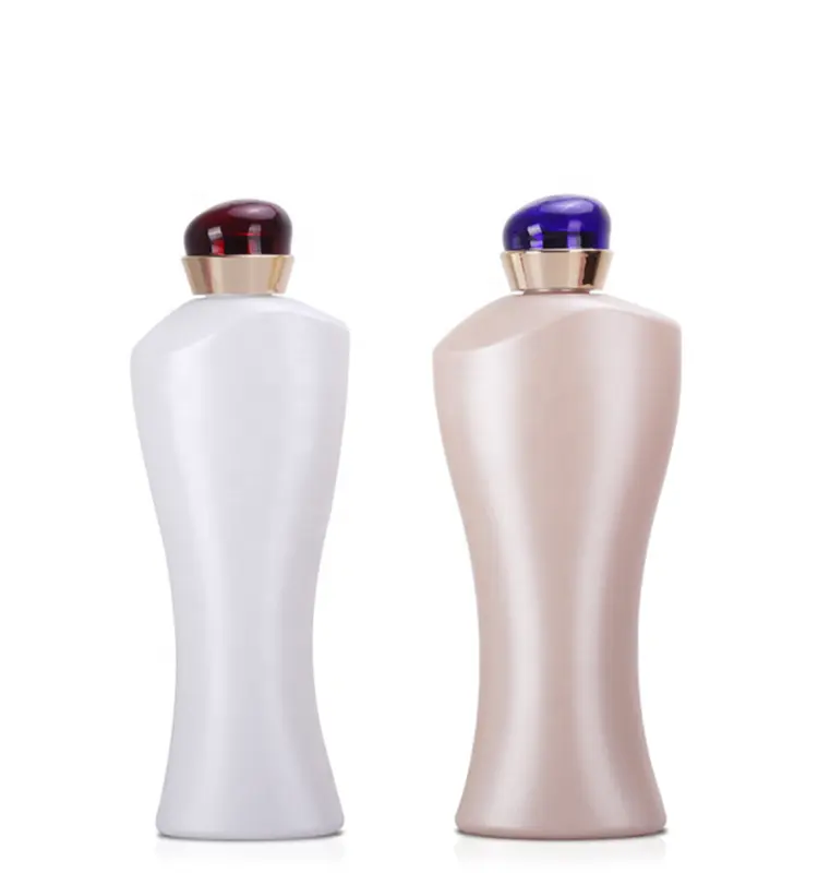 Benzersiz lüks şampuan şişesi 200ml 300ml boş sıkma plastik şişe ile Jewel Cap