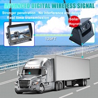 Kit Caméra DVR Sans Fil IPoster pour Camionnette, Moniteur Quad Split 7 pouces, Caméra de Recul 1080P, Magnétique, Solaire, Batterie 9600 mAh