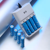 Chargeur de batterie USB intelligent à 4 emplacements avec protection contre les surcharges, portable, en ABS+PC, pour piles rechargeables AA AAA Ni MH