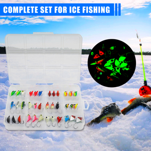 Kit de Señuelos de Pesca en Hielo que Brillan en la Oscuridad, 36 Piezas, Cabeza de Señuelo <span class=keywords><strong>con</strong></span> Caja de Aparejos para Pescar Panfish, Walleye, Crappie, Perch, Bluegil, Trucha - Product Image 3