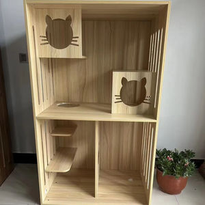 خزانة حيوانات أليفة متعددة الطبقات من MDF، بيت قطط متين مع وسادة قابلة للإزالة وتخزين قابل للتوسيع لغرفة المعيشة - Product Image 3