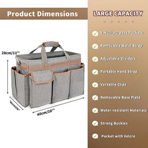 Bolsa de Limpieza Impermeable para el Hogar con Múltiples Bolsillos, Organizador de Almacenamiento Plegable con Correa para el Hombro para Transportar Artículos de Limpieza - Product Image 6