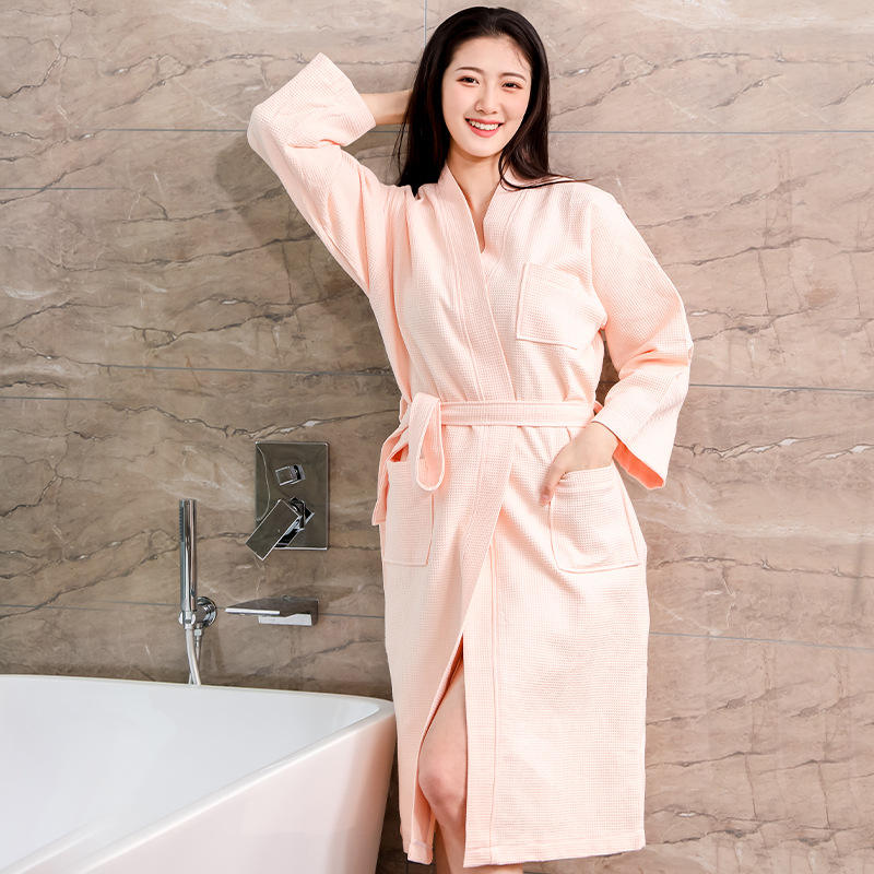 Knit Robe Patterns Wholesale Solid Summer Waffle Cotton Absorbent Bathrobe with Printable ...