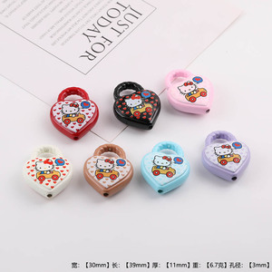 Cuentas acrílicas con forma de corazón de Hello Kitty para la fabricación de joyas, color aleatorio - Product Image 5
