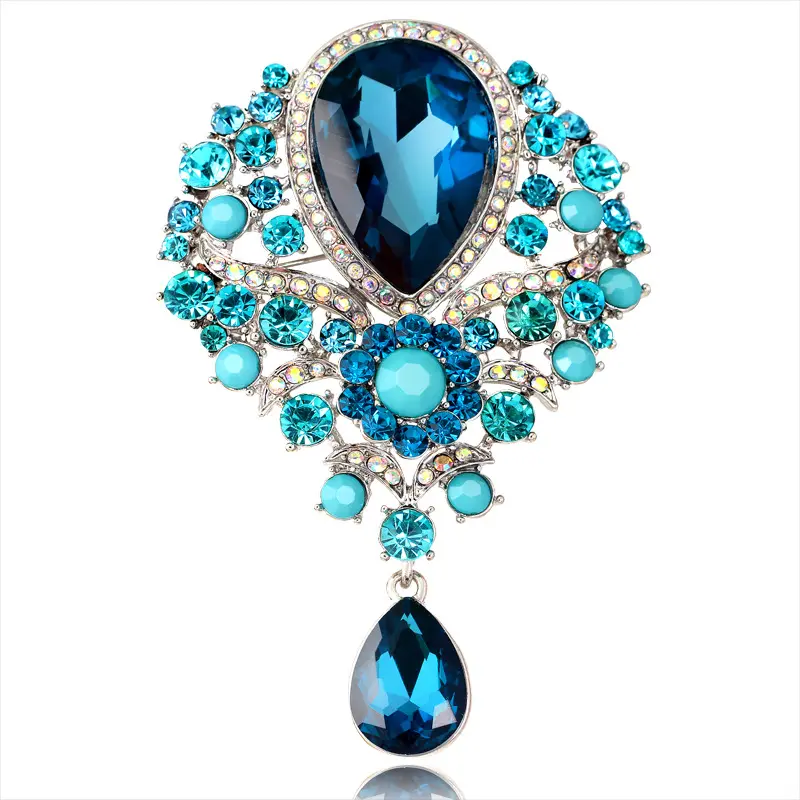 Luxury fashion multicolor crystal rhinestone crown brooch for women