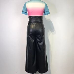 <span class=keywords><strong>Pantaloni</strong></span> a Gamba Larga <span class=keywords><strong>in</strong></span> <span class=keywords><strong>Pelle</strong></span> PU Traspirante con Cintura Metallica, Design INS a Vita Alta, Stile Moda Primaverile per Nightclub - Product Image 6