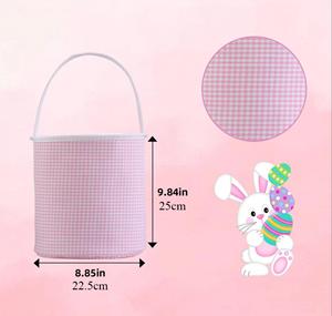 Panier de rangement portable personnalisé, brodé, décorations de maison pour les fêtes, panier de Pâques à carreaux pour enfants - Product Image 3