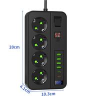 Prise multifonctionnelle Norme européenne Prise de mise hors tension intelligente 4 prises USB