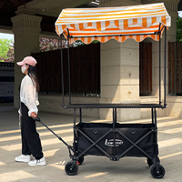 Nouvelle Chariot de Marché Mobile Pliante avec Auvent, Réglable en Hauteur, pour Vendeurs Ambulants