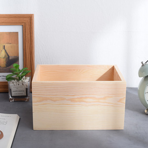 Boîte en bois de pin à dessus ouvert, organisateur de rangement de bureau rectangulaire, utilisation au bureau - Product Image 1