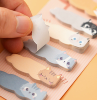 Adorables notes autocollantes en forme de chat de dessin animé, index réutilisables pour marquage, blocs-notes et autocollants de messages