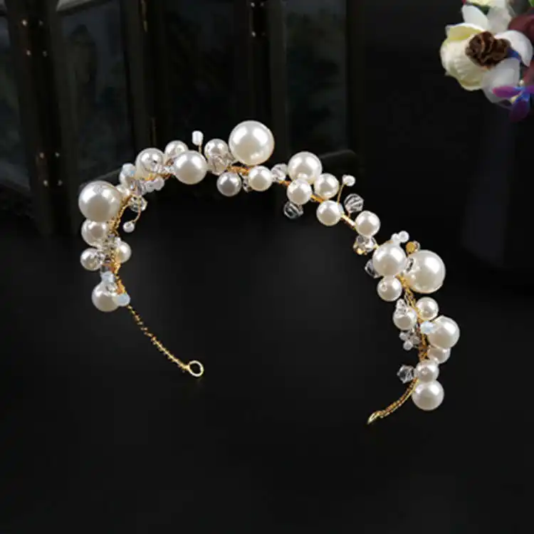 MJ-09 Groothandel Kristallen Parel Bruids Trouwjurk Accessoires Haar Hoepel Sieraden Sieraden Crown Korea Handgemaakte Tiara