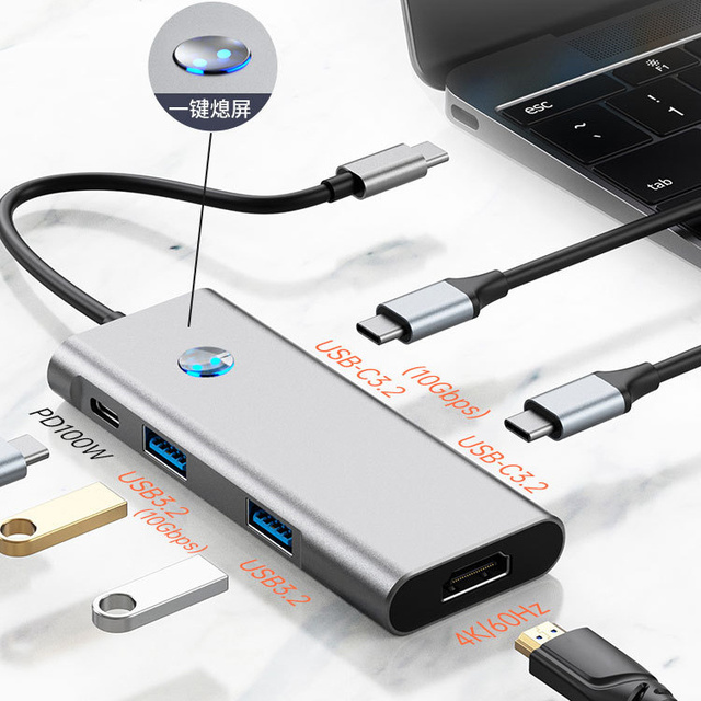 10Gbps 4K60Hz Docking Station Tipo C USB 3.2 Hub HDTV Type a Extensor Dock Concentrator Laptop Accessories Hubs