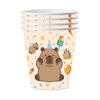 Ensemble de vaisselle pour fête d'anniversaire Capybara, assiettes en papier, gobelets, serviettes, nappe, bannière Joyeux Anniversaire, décorations de fête