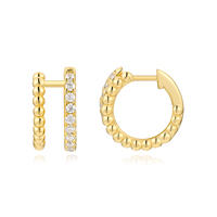 Boucles d'oreilles créoles tendance en argent sterling 925 plaqué or avec micro-incrustation de moissanite taille brillant rond pour femme 2,80g