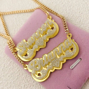 Gioielli per Bambini Duoying, Collana Personalizzata con Nome in Acrilico 3D a Forma di Cuore Dorato - Product Image 3