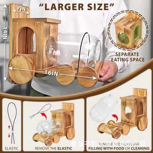 Solid wood squirrel feeder, outdoor garden decoration, pet feeder, wall-mounted <b>bird</b> feeder, landscaping <b>bird</b> <b>stand</b> - Product Image 5