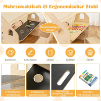 Tente d'intérieur moderne 5-en-1 en bois avec table de bureau et chaise tableau noir et jeu pour l'école Nouveau produit