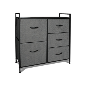 Armoires avec 5 tiroirs en tissu, commode, armoire de rangement pour chambre <span class=keywords><strong>à</strong></span> coucher, en métal noir, offre spéciale - Product Image 6