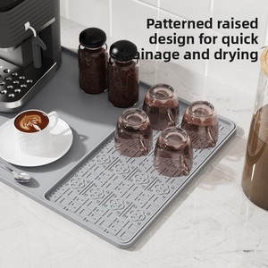 2 in 1 Silicone Coffee Maker <b>Bar</b> <b>Mat</b> with Raised Edge Espresso Machine Pad Dish Drying <b>Mat</b> Table Usage Countertops Accessory - Product Image 2