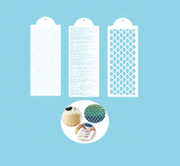 Lot de 3 pochoirs de décoration de gâteaux, gabarit en plastique PET pour peinture et artisanat